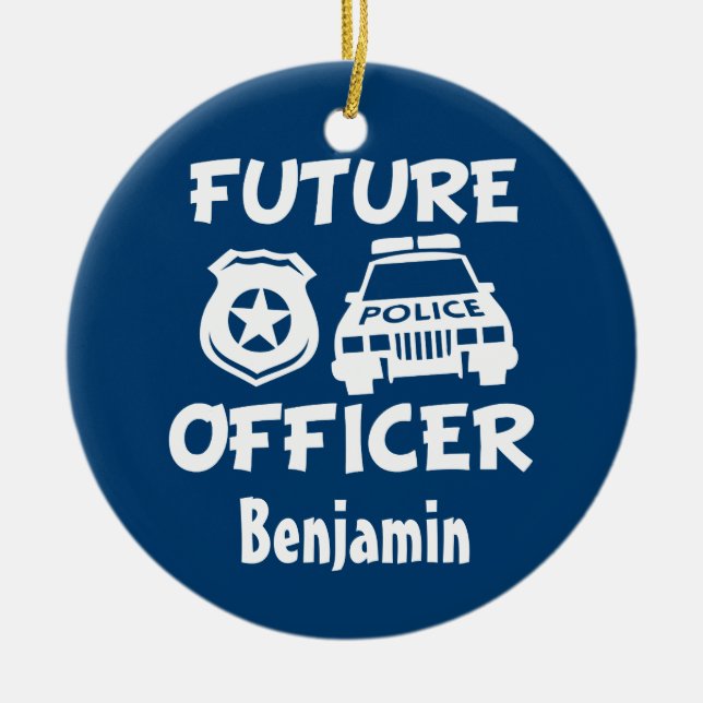 Custom Future Officer Baby boy Christmas ornament (Front)