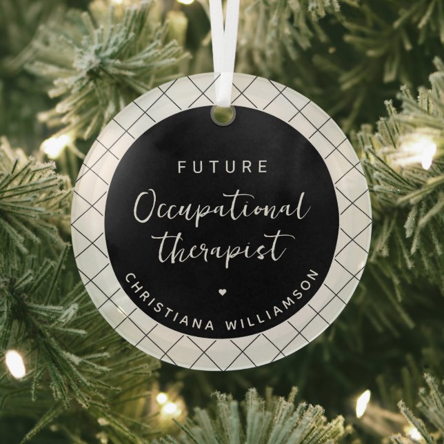 Custom Future OT Occupational Therapist Elegant Glass Ornament (Insitu)