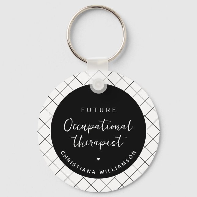 Custom Future OT Occupational Therapist Elegant Keychain (Front)