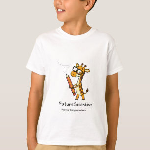 Custom Future Scientist Cute Giraffe Kids T-Shirt