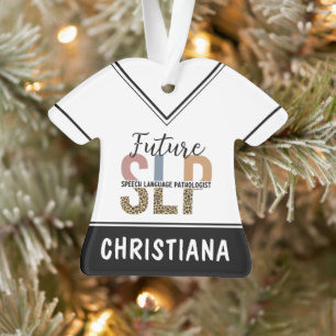 Custom Future SLP Speech Pathologist Leopard Print Ornament