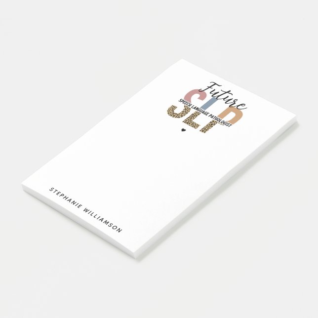 Custom Future SLP Speech Pathologist Leopard Print Post-it Notes (Angled)