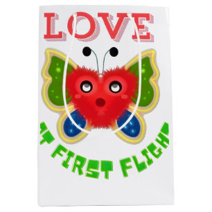 Custom Fuzzy Heart Butterfly Gift Medium Gift Bag