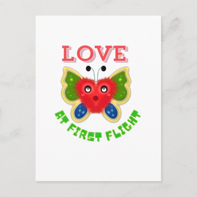 Custom Fuzzy Heart Butterfly Gift Postcard (Front)