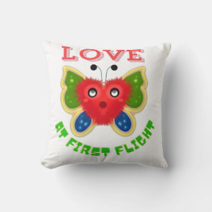 Custom Fuzzy Heart Butterfly Gift Throw Pillow