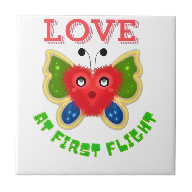 Custom Fuzzy Heart Butterfly Gift Tile (Front)