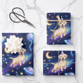 custom Galaxy Labrador Retriever birthday party Wrapping Paper Sheet