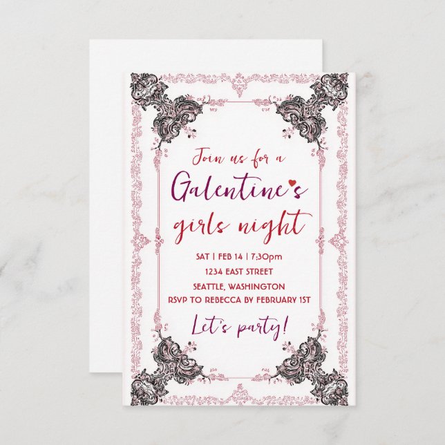 Custom Galentine Party Invitation (Front/Back)