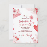 Custom Galentines Love Pattern Party Invitation