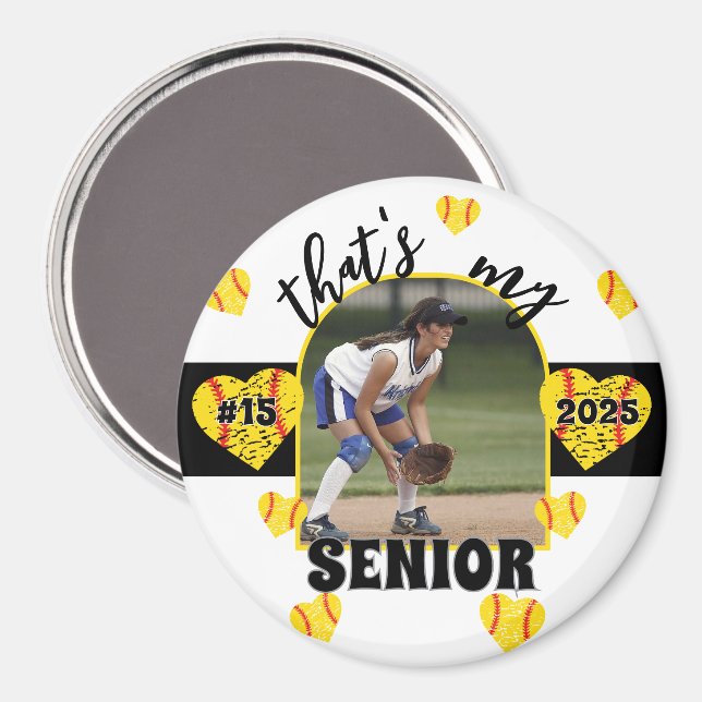 Custom Game Day Senior Softball Player for parents Magnet (Front/Back)