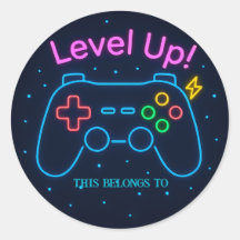 Custom Gamer Round Sticker for Boys