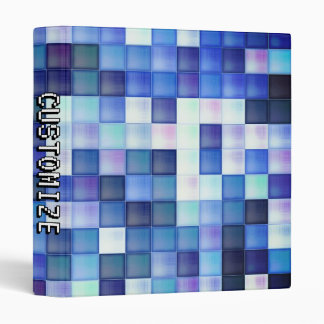 Custom Gamertag Blue 8-Bit Pixel Square Pattern Binder