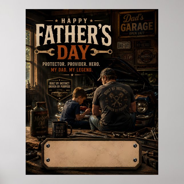 Custom Garage Dad Poster Wall Print (Front)
