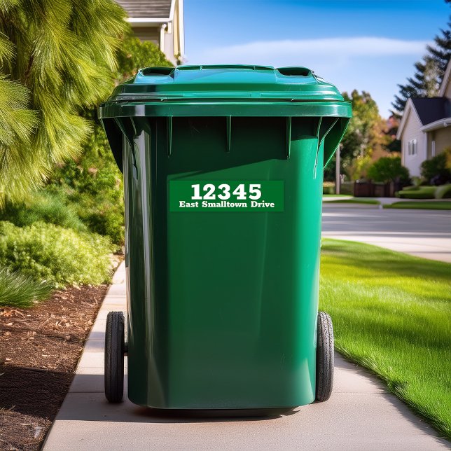 Custom Garbage Bin Trash Can Label Waterproof (custom green garbage bin label garbage can decal with address)