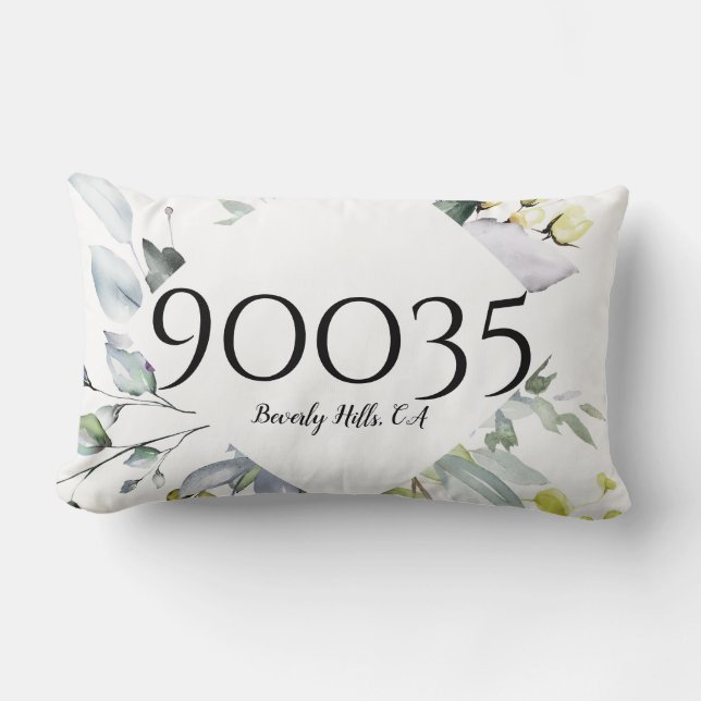Custom Garden Green City State Zip Lumbar Pillow (Front)