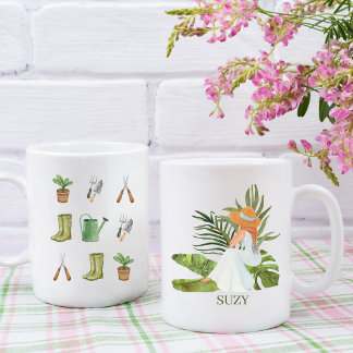 CUSTOM GARDENING GIRL PLANT LADY COFFEE MUG