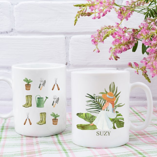 CUSTOM GARDENING GIRL PLANT LADY COFFEE MUG (CUSTOM GARDENING GIRL MUG
)