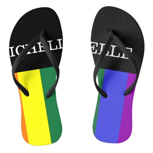 Custom Gay Rainbow Pride Pair Flip Flops (Footbed)