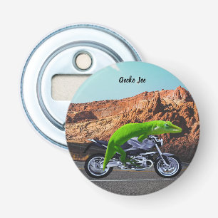 Custom Gecko Rider on Motorcycle Desert Highway Bottle Opener