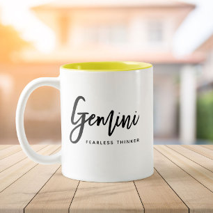 Custom Gemini Horoscope Modern Script Zodiac Sign Two-Tone Coffee Mug