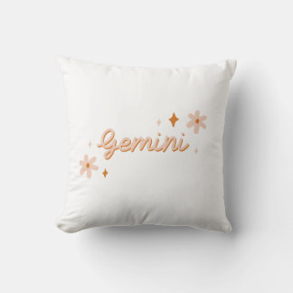 Custom Gemini Zodiac Name & Stars Minimalist Gift Throw Pillow