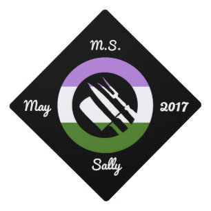 Custom Genderqueer Pride Colours Culinary Arts Graduation Cap Topper