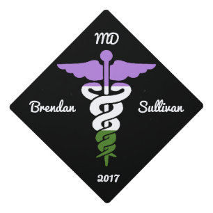 Custom Genderqueer Pride Medical Symbol Caduceus Graduation Cap Topper