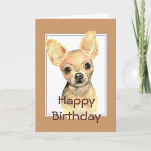 Custom General Birthday Watercolor Chihuahua Dog Card