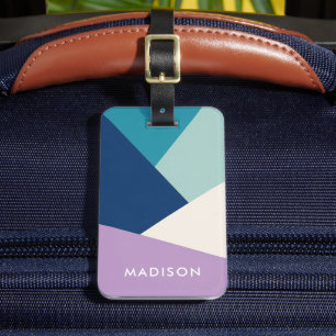 Custom Geometric Abstraction Vibrant Colour Block Luggage Tag