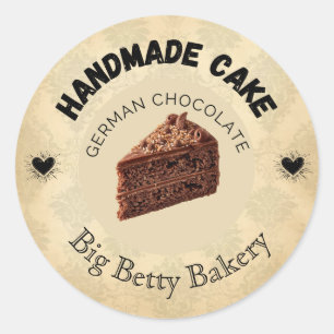 Custom German Chocolate Cake Labels   Personalized