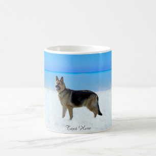 Custom German Shepherd on Beach Coffee Mug
