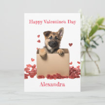 Custom German Shepherd Pup in a Box Valentine