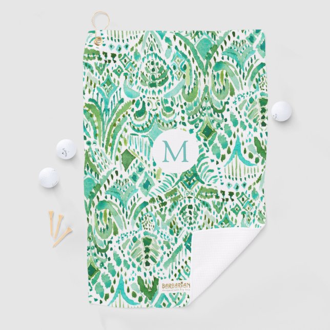 Custom GETTIN’ TURT Green Aqua Sea Turtle Tribal Golf Towel (InSitu)