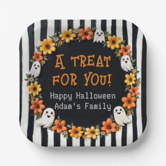 Custom Ghost Halloween Party - 'A Treat for you" Paper Plate