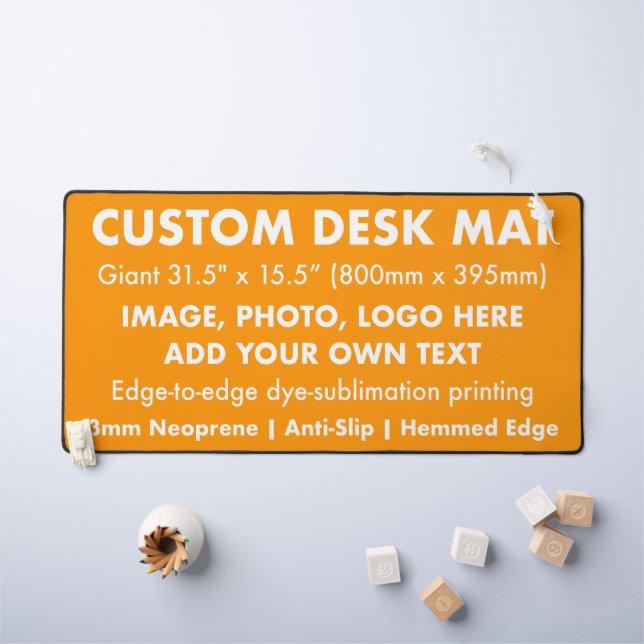 Custom Giant Office Desk Mat - Tangerine Orange (Kids Table)