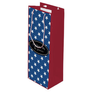 Custom gift bag for wine   Patriotic star pattern