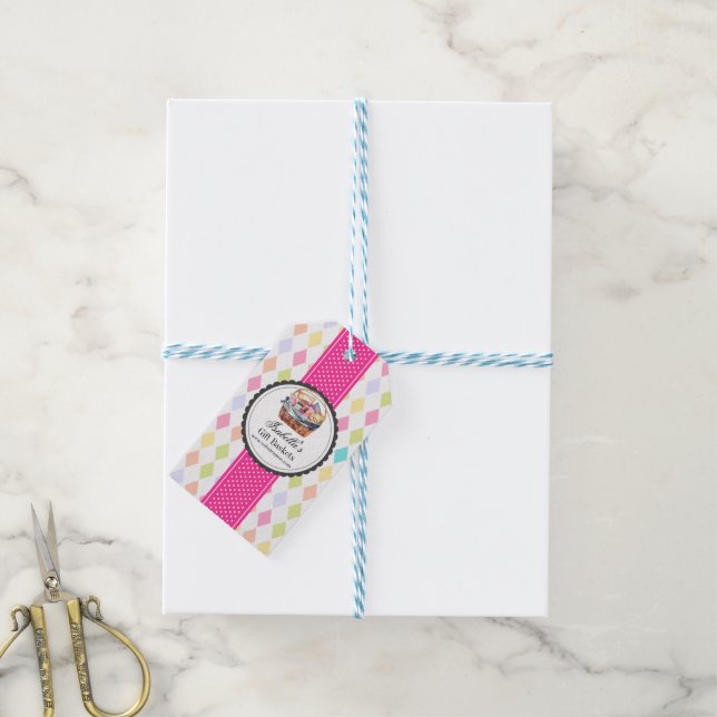 Custom Gift Basket Business Tags (With Twine)