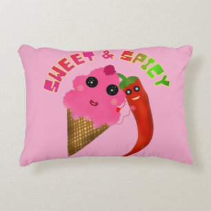 Custom gift Cute Ice Cream and Chili Pepper  Accent Pillow