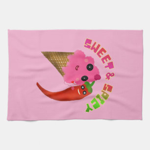 Custom gift Cute Ice Cream and Chili Pepper Kitchen Towel