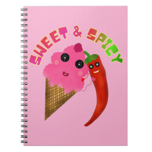 Custom gift Cute Ice Cream and Chili Pepper  Notebook