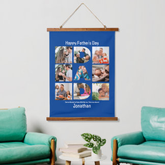Custom Gift for Dad Fathers Day 9 Photo Collage Hanging Tapestry