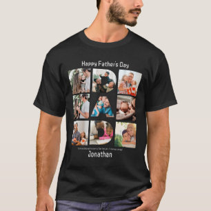 Custom Gift for Dad Fathers Day 9 Photo Collage T-Shirt