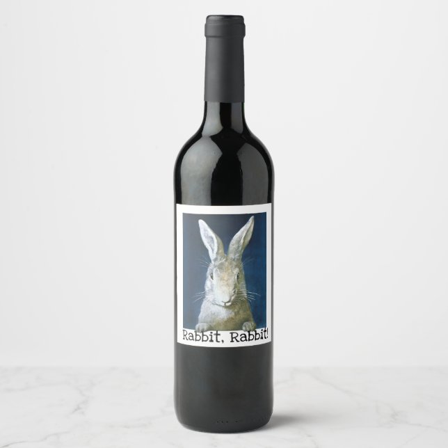 Custom gift for family lucky rabbit rabbit saying wine label (Front)