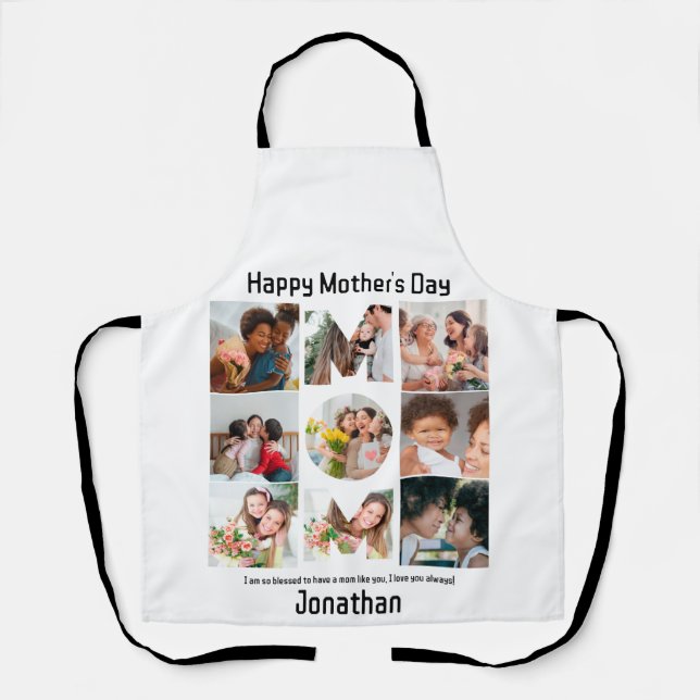 Custom Gift for Mom Mothers Day 9 Photo Collage Apron (Front)
