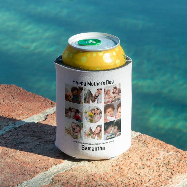 Custom Gift for Mom Mothers Day 9 Photo Collage Can Cooler (In Situ Pool)