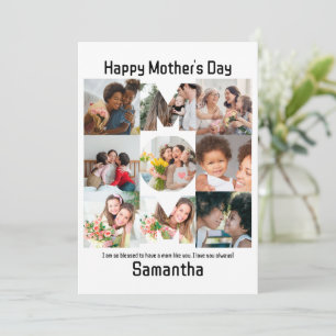 Custom Gift for Mom Mothers Day 9 Photo Collage Holiday Card