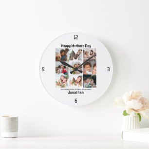 Custom Gift for Mom Mothers Day 9 Photo Collage Large Clock