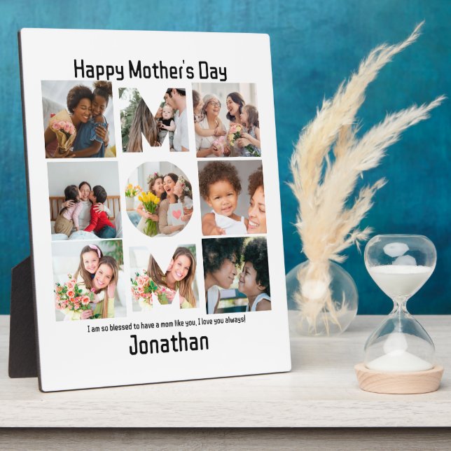Custom Gift for Mom Mothers Day 9 Photo Collage Plaque (Side)