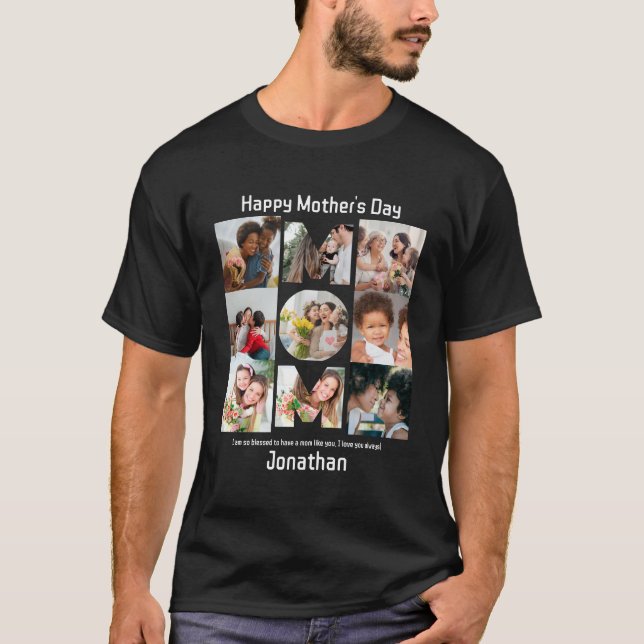 Custom Gift for Mom Mothers Day 9 Photo Collage T-Shirt (Front)