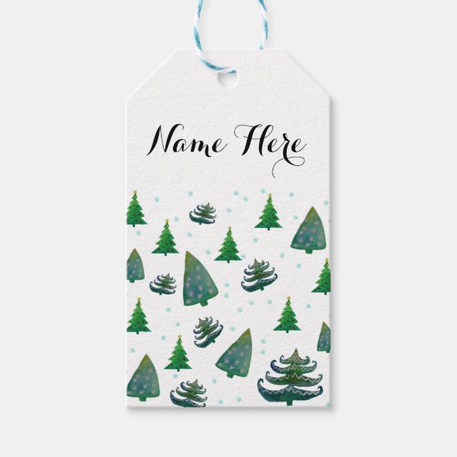 Custom Gift Tags Christmas Trees Personalize (Front)